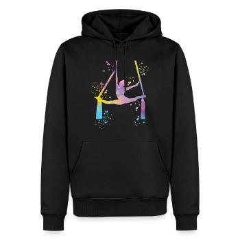 Vertikaltuch Luftakrobatik Aerial Silk - Männer Premium Bio Hoodie - Schwarz - Vorne - Nico (187cm)