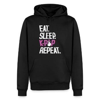 Manger Dormir K-Pop Répéter Mode de vie - Sweat à capuche Premium bio Homme - noir - Devant - Nico (187cm)