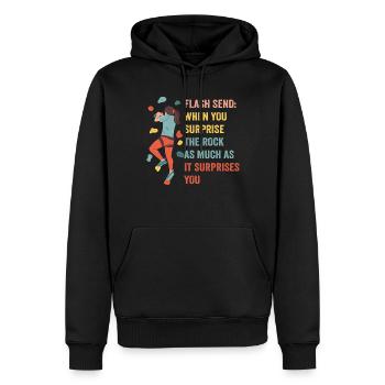 Boulderer Flash Send Bouldern - Männer Premium Bio Hoodie - Schwarz - Vorne - Nico (187cm)