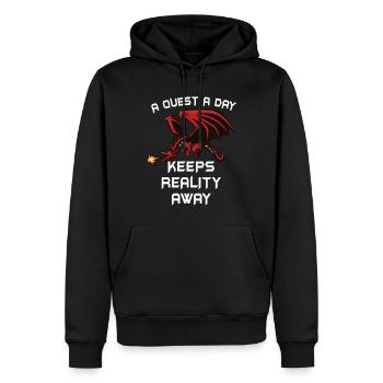 Jouer à Gamer A Quest A Day - Sweat à capuche Premium bio Homme - noir - Devant - Nico (187cm)