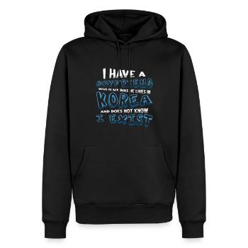 K-Pop : J’ai un petit ami en Corée - Sweat à capuche Premium bio Homme - noir - Devant - Nico (187cm)