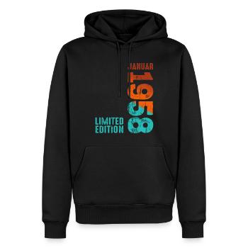 Limited Edition January 1958 Legendär Seit January - Männer Premium Bio Hoodie - Schwarz - Vorne - Nico (187cm)
