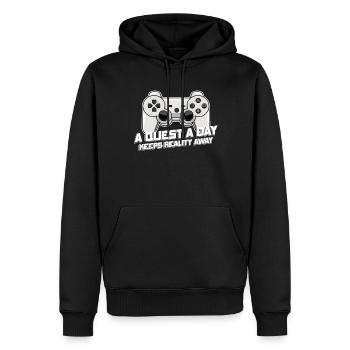 Gamer A Quest A Day Spielen - Männer Premium Bio Hoodie - Schwarz - Vorne - Nico (187cm)
