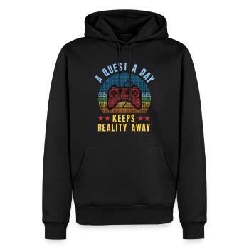 Jouer à Gamer A Quest A Day - Sweat à capuche Premium bio Homme - noir - Devant - Nico (187cm)