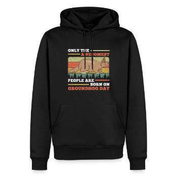 Nur Die Besten Werden Am Murmeltiertag Geboren - Männer Premium Bio Hoodie - Schwarz - Vorne - Nico (187cm)