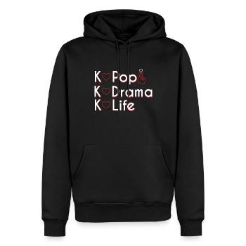 K Pop K Drame K Life Coeur Fingerstyle - Sweat à capuche Premium bio Homme - noir - Devant - Nico (187cm)