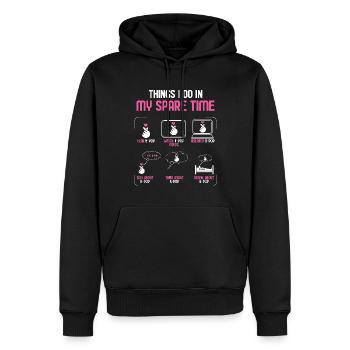 Ce que je fais pendant mon temps libre K-Pop - Sweat à capuche Premium bio Homme - noir - Devant - Nico (187cm)