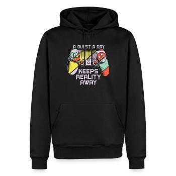 Jouer à Gamer A Quest A Day - Sweat à capuche Premium bio Homme - noir - Devant - Nico (187cm)