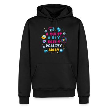 Jouer à Gamer A Quest A Day - Sweat à capuche Premium bio Homme - noir - Devant - Nico (187cm)