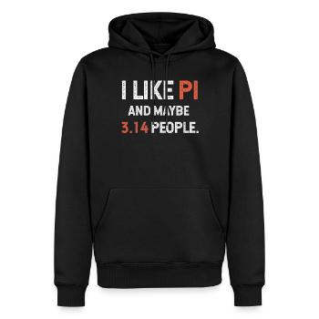 Pi Tag : J’aime Pi et peut-être 3,14 personnes - Sweat à capuche Premium bio Homme - noir - Devant - Nico (187cm)