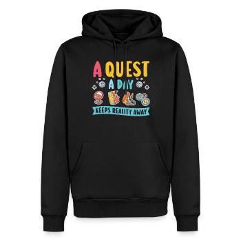 Jouer à Gamer A Quest A Day - Sweat à capuche Premium bio Homme - noir - Devant - Nico (187cm)