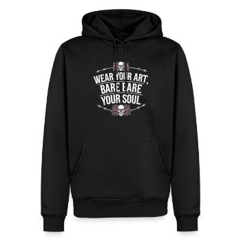 Studio de tatouage Artiste tatoueur Idées de tatouage - Sweat à capuche Premium bio Homme - noir - Devant - Nico (187cm)