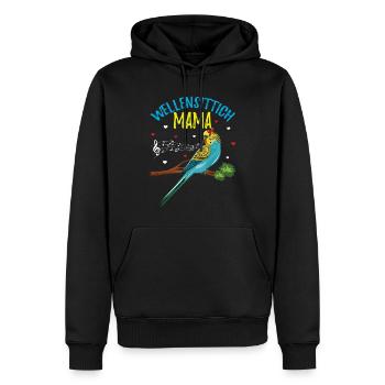 Perruche Maman Cœur Musique Amour - Sweat à capuche Premium bio Homme - noir - Devant - Nico (187cm)