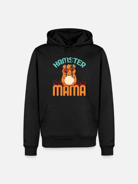 Liebevolle Hamster Mama Illustration - Männer Premium Bio Hoodie - Schwarz
