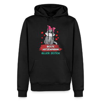 Beste Katzenmama Aller Zeiten Mit Herz - Männer Premium Bio Hoodie - Schwarz - Vorne - Nico (187cm)