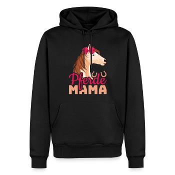 Pferde Mama Mit Hufeisen Motiv - Männer Premium Bio Hoodie - Schwarz - Vorne - Nico (187cm)
