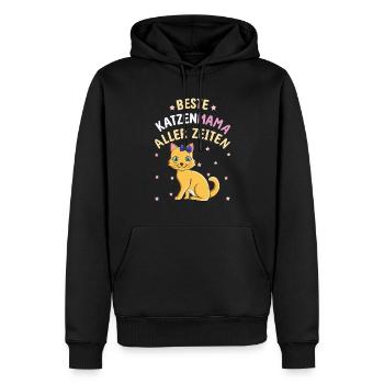 Beste Katzenmama Aller Zeiten mit Niedlicher Katze - Männer Premium Bio Hoodie - Schwarz - Vorne - Nico (187cm)