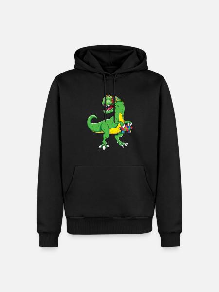 Autism Dinosaur Puzzle Cool - Men’s Premium Organic Hoodie - black