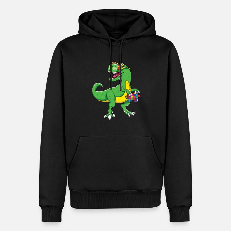 Autismus Dinosaurier Puzzle Cool - Männer Premium Bio Hoodie - Schwarz