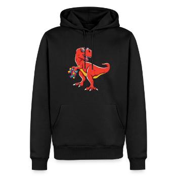 Autisme dinosaure puzzle T-Rex élégant - Sweat à capuche Premium bio Homme - noir - Devant - Nico (187cm)