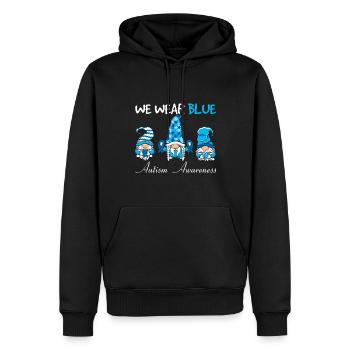 Autisme Nous Portons Conscience Gnome Bleu - Sweat à capuche Premium bio Homme - noir - Devant - Nico (187cm)