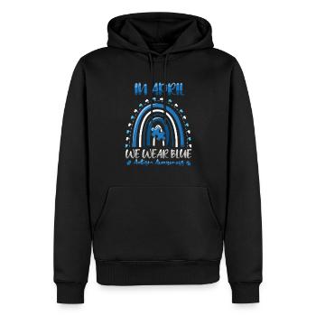 Sensibilisation à l’autisme en avril, nous portons du bleu - Sweat à capuche Premium bio Homme - noir - Devant - Nico (187cm)