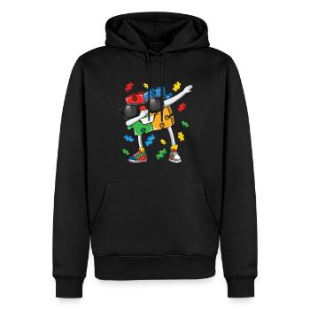 Autisme Puzzle Dabbing Fun Coloré - Sweat à capuche Premium bio Homme - noir - Devant - Nico (187cm)