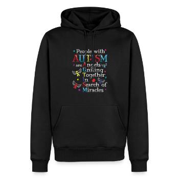 Personnes autistes : des anges unis dans la recherche - Sweat à capuche Premium bio Homme - noir - Devant - Nico (187cm)