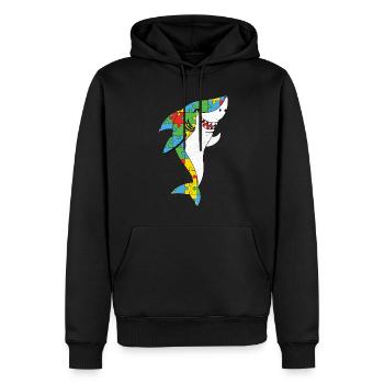 Autisme Puzzle Requin Joie Colorée - Sweat à capuche Premium bio Homme - noir - Devant - Nico (187cm)