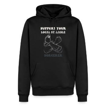 Silbenzauberer Poetry Slam - Männer Premium Bio Hoodie - Schwarz - Vorne - Nico (187cm)