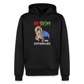 L’autisme est ma superpuissance Force - Sweat à capuche Premium bio Homme - noir - Devant - Nico (187cm)