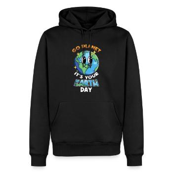 Go Planet C’est votre Jour de la Terre - Sweat à capuche Premium bio Homme - noir - Devant - Nico (187cm)