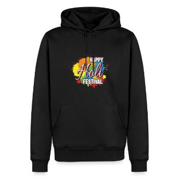 Happy Holi Festival, éclaboussure colorée de couleur - Sweat à capuche Premium bio Homme - noir - Devant - Nico (187cm)