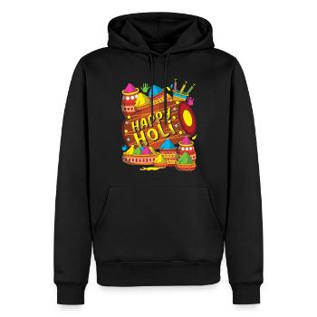 Fröhliches Holi Festival Buntes Pulver und Trommel - Männer Premium Bio Hoodie - Schwarz - Vorne - Nico (187cm)