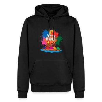 Festival Holi Joyeux festival coloré Holi - Sweat à capuche Premium bio Homme - noir - Devant - Nico (187cm)