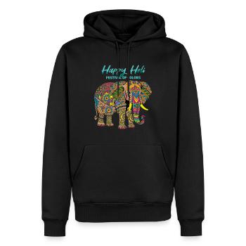 Happy Holi Festival of Colors Elephant - Men’s Premium Organic Hoodie - black - Front - Nico (187cm)
