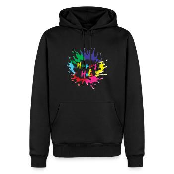 Joyeux festival de Holi Joie des couleurs - Sweat à capuche Premium bio Homme - noir - Devant - Nico (187cm)