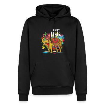 Happy Holi Festival Éléphant coloré - Sweat à capuche Premium bio Homme - noir - Devant - Nico (187cm)