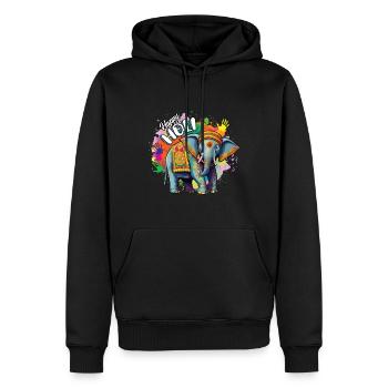 Festival coloré Holi Éléphant Happy Holi - Sweat à capuche Premium bio Homme - noir - Devant - Nico (187cm)