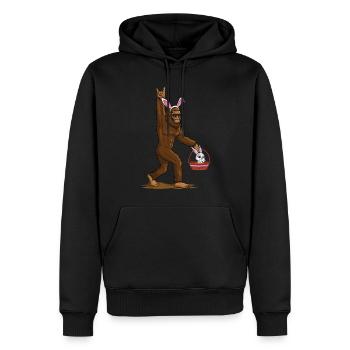 Lustiger Bigfoot Mit Osterhase Ostern Spaß - Männer Premium Bio Hoodie - Schwarz - Vorne - Nico (187cm)