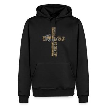 Easter God so loved the world He gave - Men’s Premium Organic Hoodie - black - Front - Nico (187cm)
