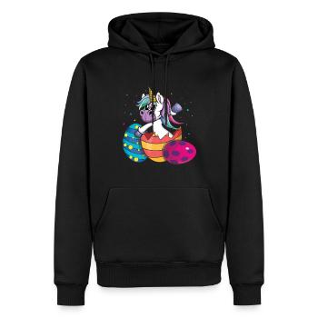 Ostern Einhorn Mit Bunter Überraschung - Männer Premium Bio Hoodie - Schwarz - Vorne - Nico (187cm)