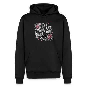 Studio de tatouage Artiste tatoueur Idées de tatouage - Sweat à capuche Premium bio Homme - noir - Devant - Nico (187cm)