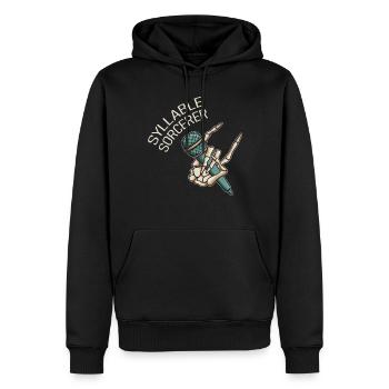 Silbenzauberer Poetry Slam - Männer Premium Bio Hoodie - Schwarz - Vorne - Nico (187cm)