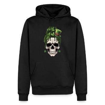 crâne de la Saint-Patrick avec des cheveux verts et - Sweat à capuche Premium bio Homme - noir - Devant - Nico (187cm)