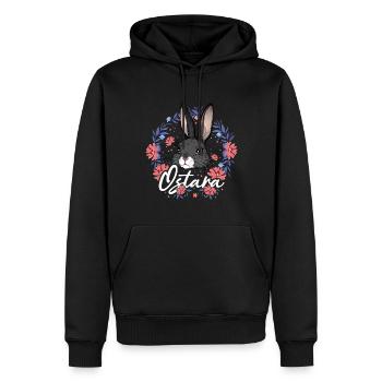 Ostara Bunny with Flower Wreath Magical Spring - Men’s Premium Organic Hoodie - black - Front - Nico (187cm)