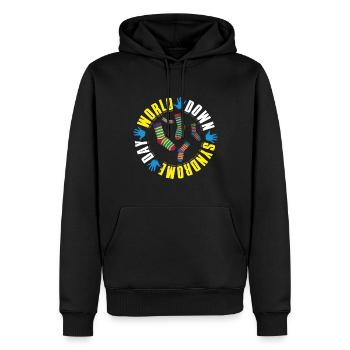 World Down Syndrome Day Colorful Socks - Men’s Premium Organic Hoodie - black - Front - Nico (187cm)