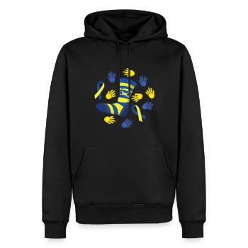 Des chaussettes gaies pour le soutien du syndrome de Down - Sweat à capuche Premium bio Homme - noir - Devant - Nico (187cm)