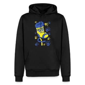 Chaussettes et empreintes de mains heureuses pour le syndrome de Down - Sweat à capuche Premium bio Homme - noir - Devant - Nico (187cm)