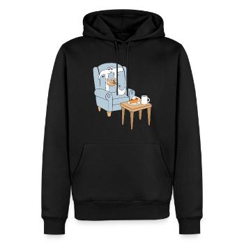 Gemütlicher Pi Tag Mit Entspannung - Männer Premium Bio Hoodie - Schwarz - Vorne - Nico (187cm)